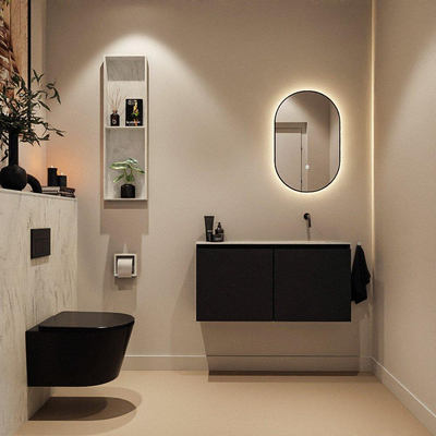 MONDIAZ TURE-DLUX 100cm toiletmeubel Urban. EDEN wastafel Opalo positie rechts. Zonder kraangat.