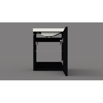 Arcqua Luna Fonteinset 54.3x39.7x21.8cm zwart mat met marble fontein zonder overloop wit glans