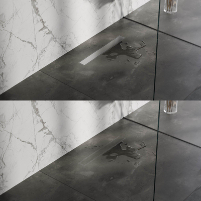 Brauer Tegelinlegrooster - 60x7x6.8cm -vloerflens - omkeerbaar - RVS