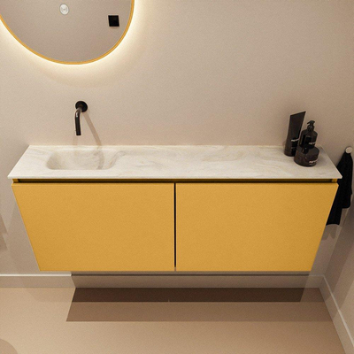 MONDIAZ TURE-DLUX 120cm toiletmeubel Ocher. EDEN wastafel Ostra positie links. Zonder kraangat.