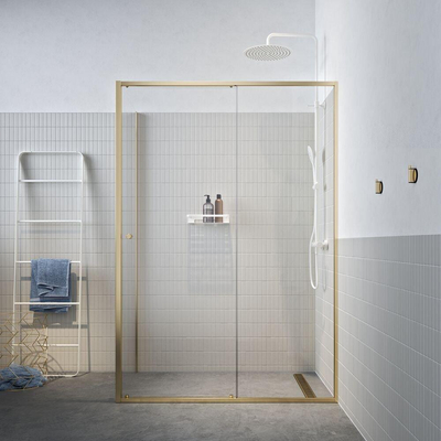 Sealskin Contour Schuifdeur met zijwand 120x90x200cm 6mm helder veiligheidsglas met antikalklaag Goud geborsteld