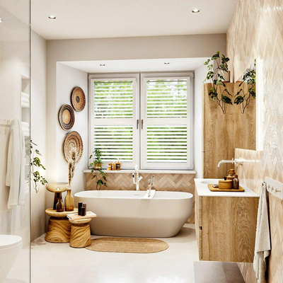 MONDIAZ VICA 120cm badmeubel onderkast Washed Oak 2 lades. Wastafel MOON links zonder kraangat, kleur Talc.