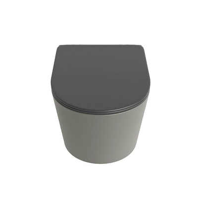 MONDIAZ LAVIE wandclosetpack - 36x53cm - diepspoel - rimless - Smoke (grijs) - softclose - quick-release - toiletzitting - Dark grey (grijs)