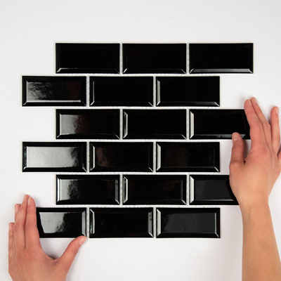 The Mosaic Factory Paris mozaïektegel - 28.8x29.4cm - wandtegel - Rechthoek - Porselein Black Glans