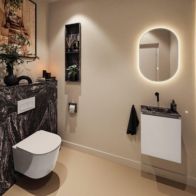 MONDIAZ TURE-DLUX 40cm toiletmeubel Linen. EDEN wastafel Lava positie midden. Zonder kraangat.
