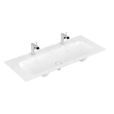 Villeroy & Boch Finion meubelwastafel met 2 kraangaten 120x50cm Ceramic+ zonder overloop stone white