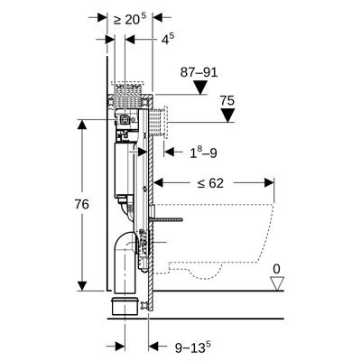 GeberitGISwandcloset h87cm omega res12cm