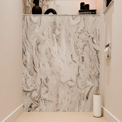 MONDIAZ HOPE Toiletplaat Set - solid surface achterwand - 100x125cm - Planchet 100x23cm - niet voorgeboord - Glace