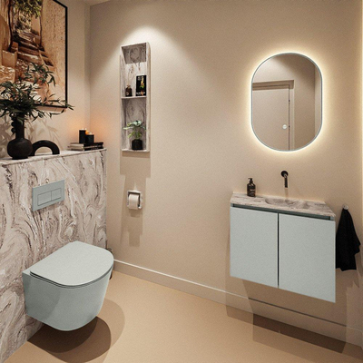 MONDIAZ TURE-DLUX 60cm toiletmeubel Greey. EDEN wastafel Glace positie rechts. Zonder kraangat.