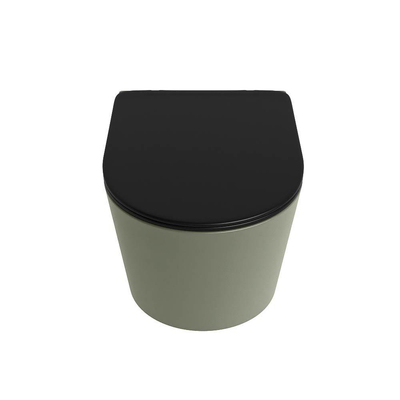 MONDIAZ LAVIE wandclosetpack - 36x53cm - diepspoel - rimless - Army (groen) - softclose - quick-release - toiletzitting - Urban (zwart)