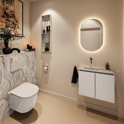 MONDIAZ TURE-DLUX 60cm toiletmeubel Linen. EDEN wastafel Glace positie links. Zonder kraangat.