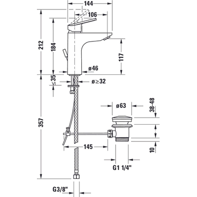 Duravit No.1 wastafelmengkraan eengreep 46x144x184mm Chroom