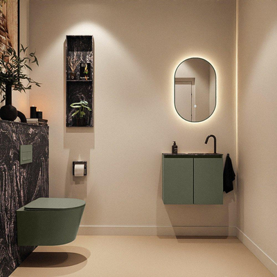 MONDIAZ TURE-DLUX 60cm toiletmeubel Army. EDEN wastafel Lava positie rechts. Met 1 kraangat.