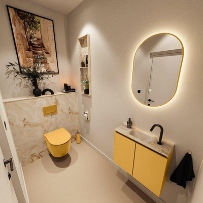 MONDIAZ TURE-DLUX 60cm toiletmeubel Ocher. EDEN wastafel Frappe positie midden. Met 1 kraangat.