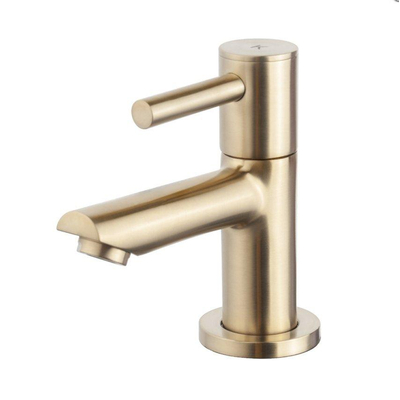 Wiesbaden B waskom rond 40x23x10cm met kraangat links hardsteen zwart incl Amador fonteinkraan geborsteld messing