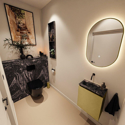 MONDIAZ TURE-DLUX 40cm toiletmeubel Oro. EDEN wastafel Lava positie links. Zonder kraangat.