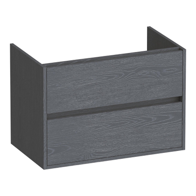 BRAUER Adore wastafelonderkast - 80x46x55cm - 2 softclose lades - greeploos - 1 sifon uitsparing - Timber Grey