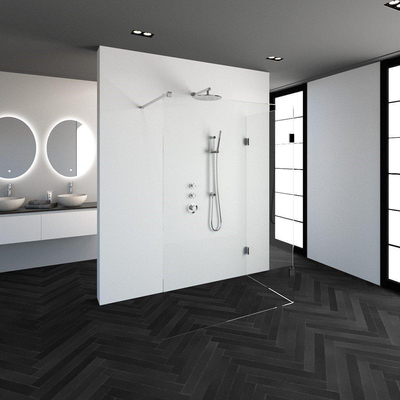 BRAUER Create Inloopdouche - reversed - 140x90cm - profielloos - antikalk - 8mm veiligheidsglas - chroom