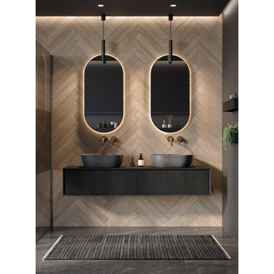Looox Mirror collection spiegel - ovaal 40x80cm - ind.CCT verl. matt black