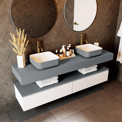 Mondiaz TOP 46 Vrijhangend Topblad - 170x46x12cm - geschikt voor waskom - Solid surface - Plata