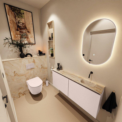 MONDIAZ TURE-DLUX 120cm toiletmeubel Rosee. EDEN wastafel Frappe positie rechts. Zonder kraangat.
