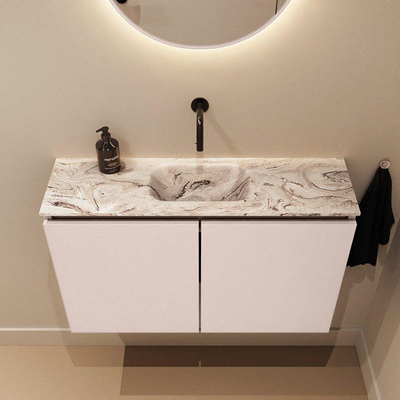 MONDIAZ TURE-DLUX 80cm toiletmeubel Rosee. EDEN wastafel Glace positie midden. Zonder kraangat.