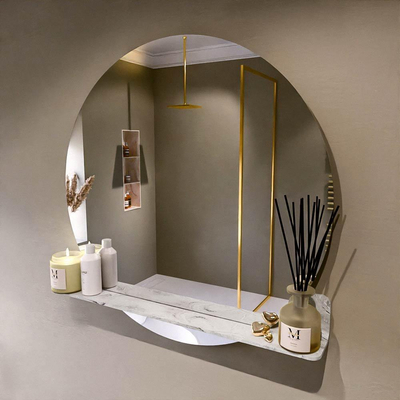 Mondiaz SPOT Badkamerspiegel - rond 90cm - spiegelplanchet - kleur Glace