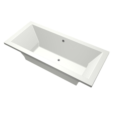 Xenz Society ligbad - 175x80cm - met overloop - zonder afvoer - Acryl Edelweiss mat