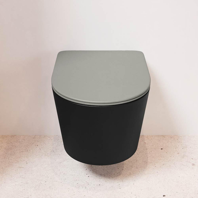 MONDIAZ LAVIE wandclosetpack - 36x53cm - diepspoel - rimless - Urban (zwart) - softclose - quick-release - toiletzitting - Smoke (grijs)