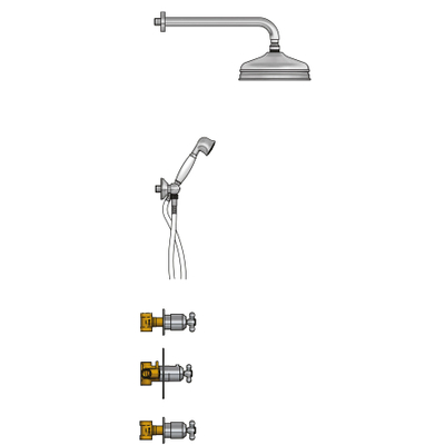 Hotbath Get together IBS6 Regendoucheset inbouw - 35cm wandarm - 22cm ronde hoofddouche - ronde handdouche - chroom