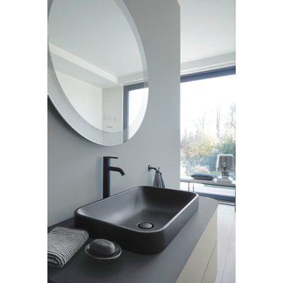 Duravit HappyD 2 Plus waskom rechthoekig zonder kraangat zonder overloop 60x40cm met keramische afdekkap mat antraciet