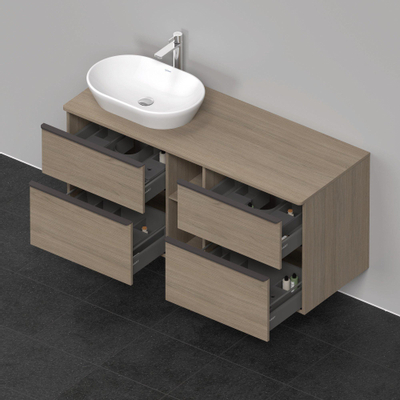 Duravit D-Neo wastafelonderkast 140x66.4x55cm 4 lades Eiken (terra) Mat