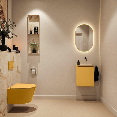 MONDIAZ TURE-DLUX 40cm toiletmeubel Ocher. EDEN wastafel Frappe positie rechts. Zonder kraangat.