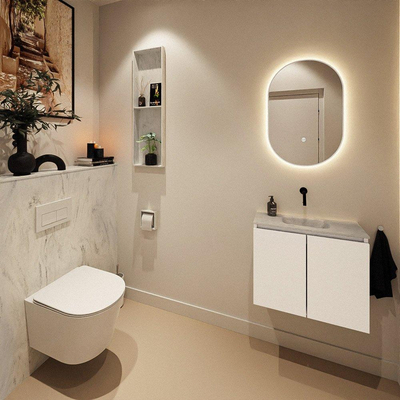 MONDIAZ TURE-DLUX 60cm toiletmeubel Talc. EDEN wastafel Opalo positie midden. Zonder kraangat.