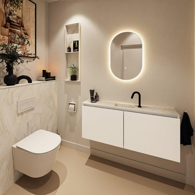 MONDIAZ TURE-DLUX 120cm toiletmeubel Talc. EDEN wastafel Ostra positie midden. Met 1 kraangat.