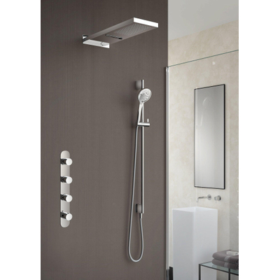 Hotbath Get together IBS7 Regendoucheset inbouw - 53.7x16.5cm - rechthoekige hoofddouche - waterval - staafhanddouche - chroom