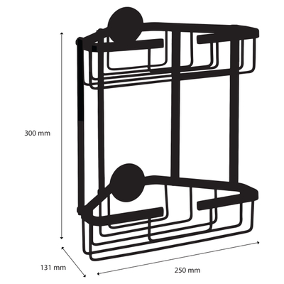 Differnz Draadmand 2-laags driehoek zonder boren aluminium 25 x 13.1 x 30 wit