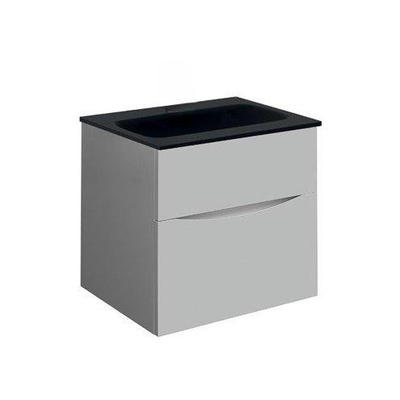 Crosswater Glide II Badmeubelset - 50x45x52cm - 2 lades - greeploos - wastafel zwart - storm grey