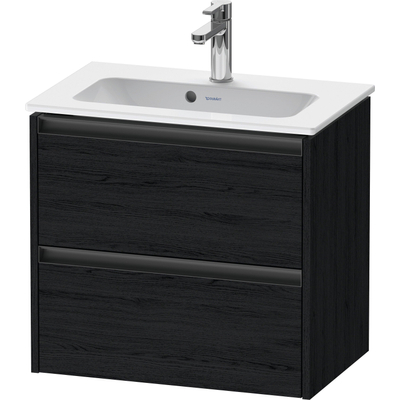 Duravit Ketho 2 wastafelonderbouwkast met 2 laden 61x39x54.9cm met grepen antraciet eiken zwart mat