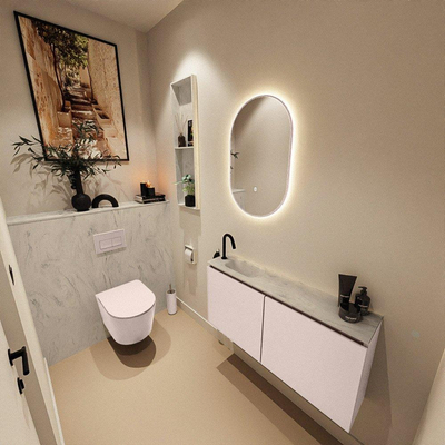 MONDIAZ TURE-DLUX 100cm toiletmeubel Rosee. EDEN wastafel Opalo positie links. Met 1 kraangat.
