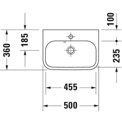 Duravit HappyD 2 meubelfontein met overloop met kraangat 50x36cm wit