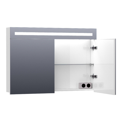 BRAUER Promise spiegelkast - 100x70x15cm -- met directe verlichting - 2 enkelzijdige spiegeldeuren - hoogglans wit