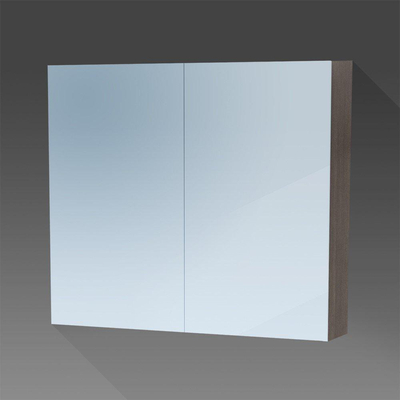 Saniclass Dual spiegelkast 80x70x15 indirecte LED verlichting 2 deuren legno antracite