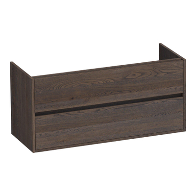 BRAUER Adore wastafelonderkast - 120x46x55cm - 2 softclose lades - greeploos - 2 sifon uitsparingen - massief eiken - lamellen eiken zwart