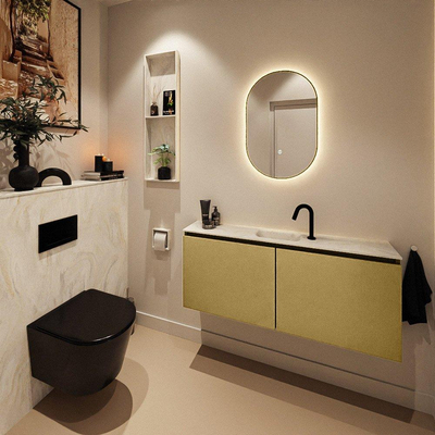 MONDIAZ TURE-DLUX 120cm toiletmeubel Oro. EDEN wastafel Ostra positie midden. Met 1 kraangat.