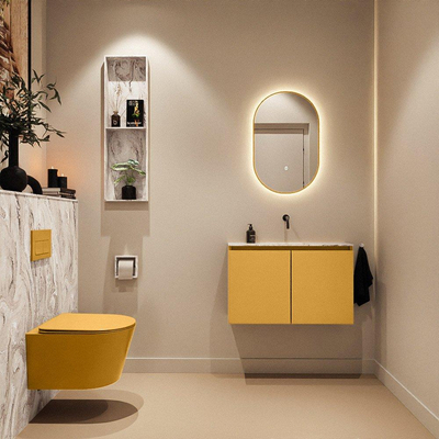 MONDIAZ TURE-DLUX 80cm toiletmeubel Ocher. EDEN wastafel Glace positie midden. Zonder kraangat.