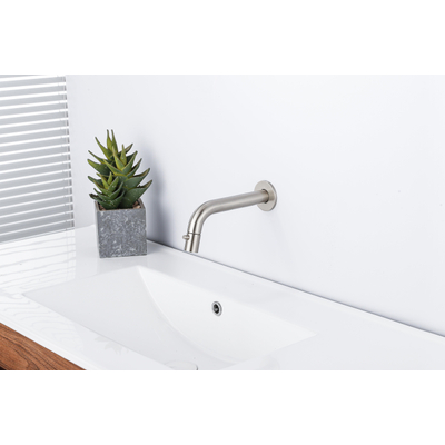 Fortifura Calvi Fonteinkraanset - inbouw - uitloop 18cm - inkortbaar - sifon - always open plug - Geborsteld RVS PVD (RVS)