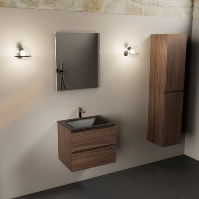 Mondiaz Aivy badmeubelset - 60x45x50cm - 1 kraangat - 1 wasbak urban Solid surface - Midden - 2 lades - Met spiegel - Melamine Mocha