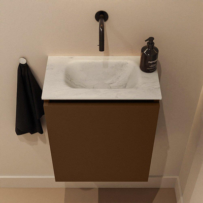 MONDIAZ TURE-DLUX 40cm toiletmeubel Rust. EDEN wastafel Opalo positie midden. Zonder kraangat.