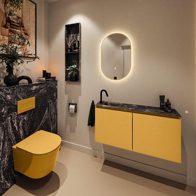 MONDIAZ TURE-DLUX 100cm toiletmeubel Ocher. EDEN wastafel Lava positie links. Met 1 kraangat.